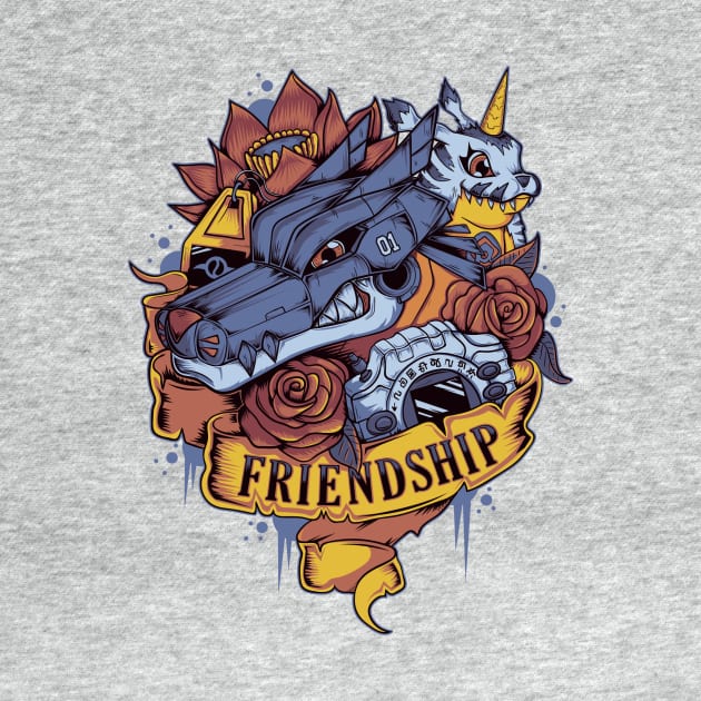 Digimon of friendship Gabumon - MetalGarurumon Tattoo by Typhoonic